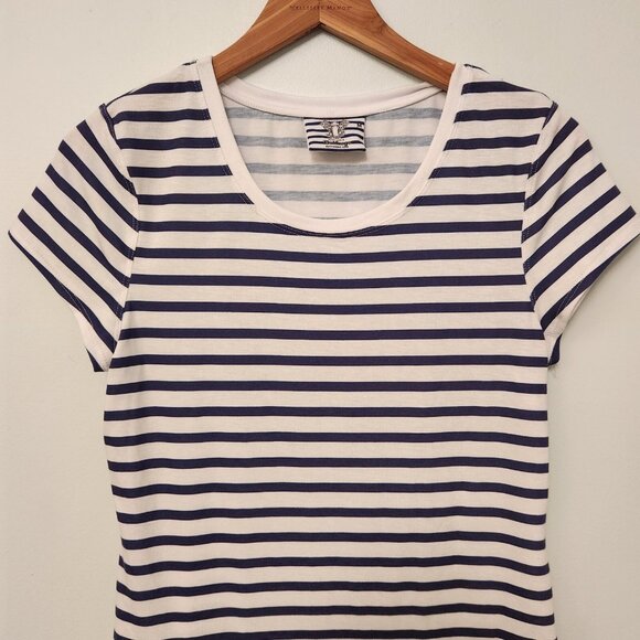 Batfrogs T-Shirt With Frog Batfrog On Bicycle Womens Medium England Striped EUC - Picture 2 of 10